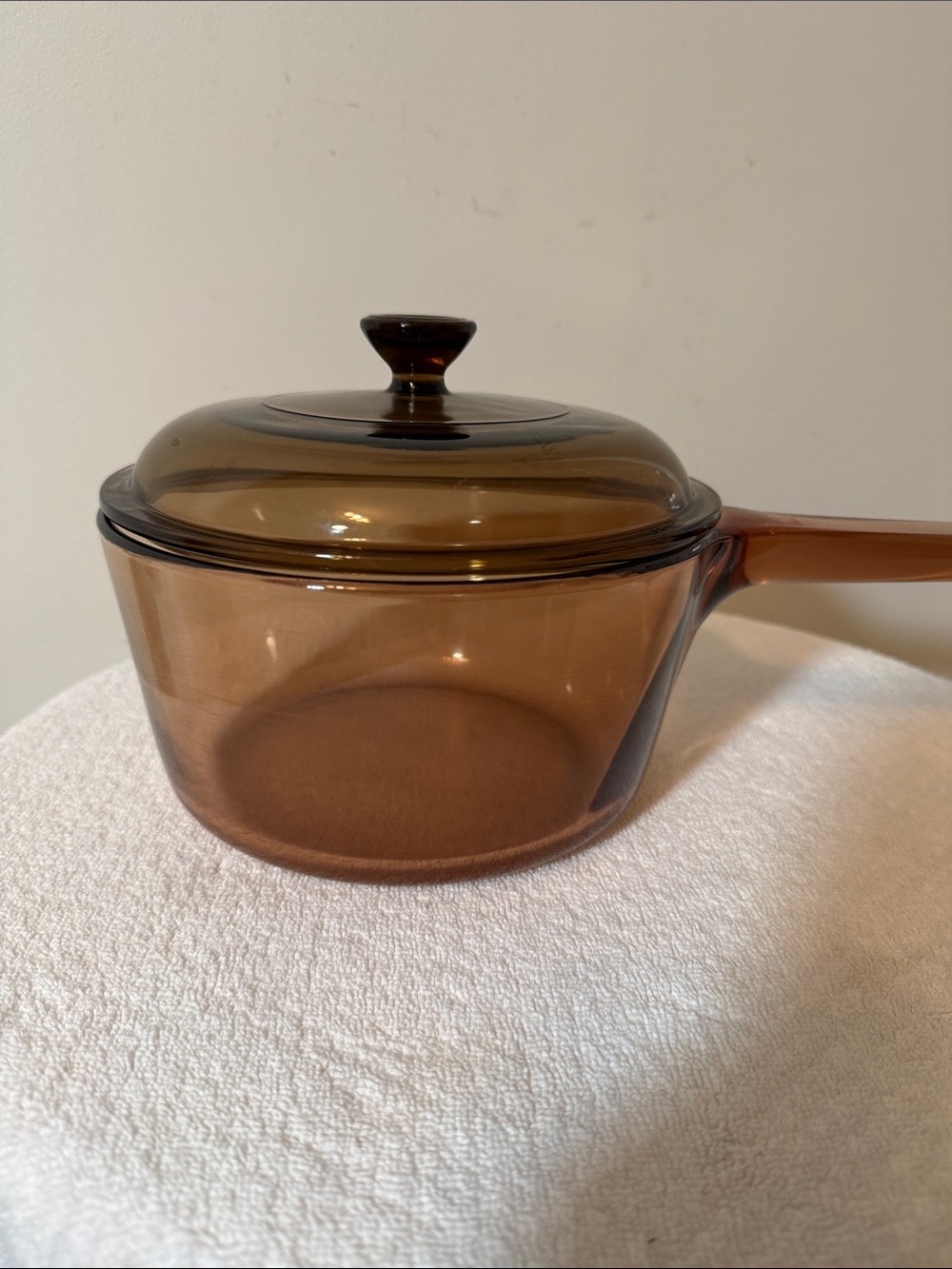 Vintage Corningware Amber Glass Saucepan with Lid - 1.5 L